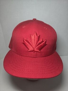 Red Maple Leaf Toronto Blue Jays Embroidered Fitted Hat 7 1/2